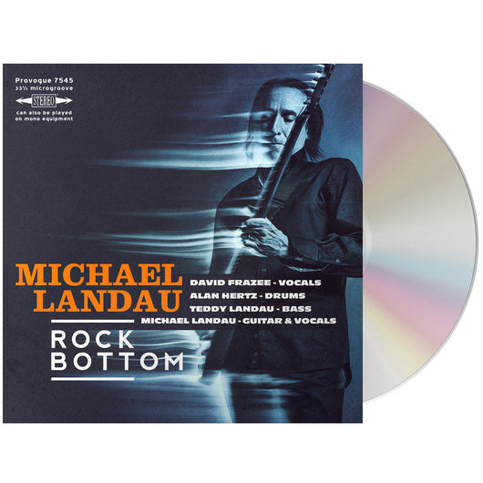 CD album cover for Michael Landau’s Rock Bottom featuring a blue-tinted portrait